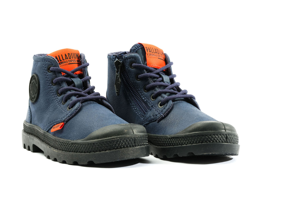 Botas Palladium PAMPA SUPPLY LEATHER Niños Indigo | Costa Rica-36907